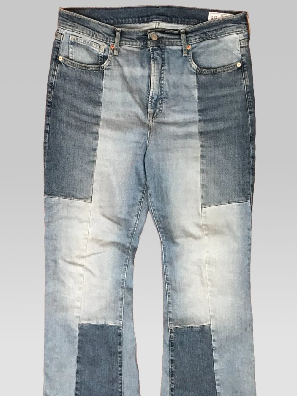 High Rise Patchwork '70s Flare Jeans Size 33 Orig $89